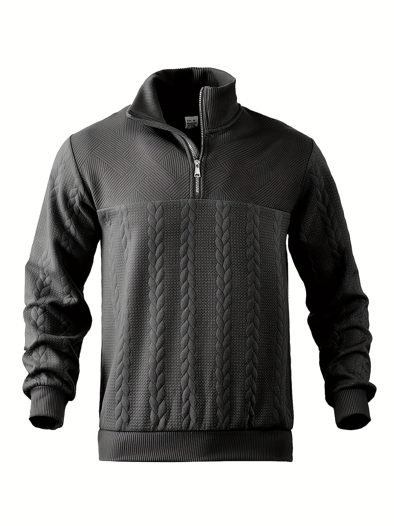 Warm Crew Neck Men's Winter Sweater with Zipper