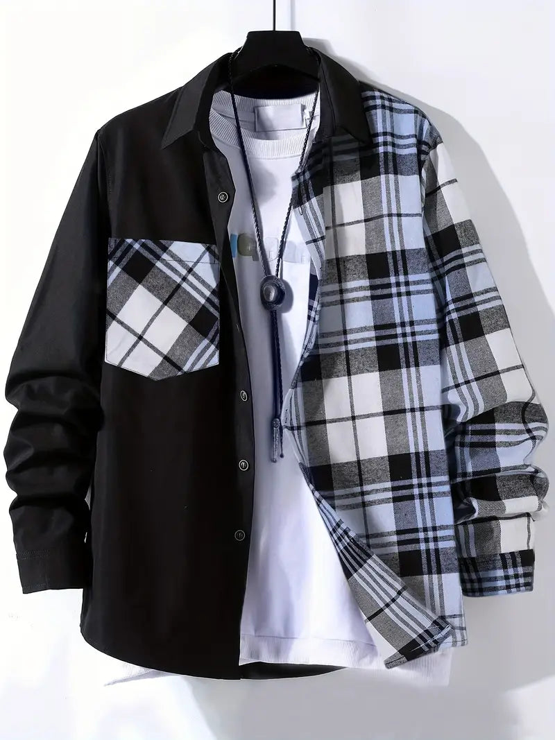 Men's long-sleeve checked button-down shirt by Joseph