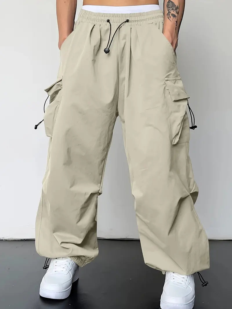 Comfortable Dark Grey Baggy Cargo Pants for Men