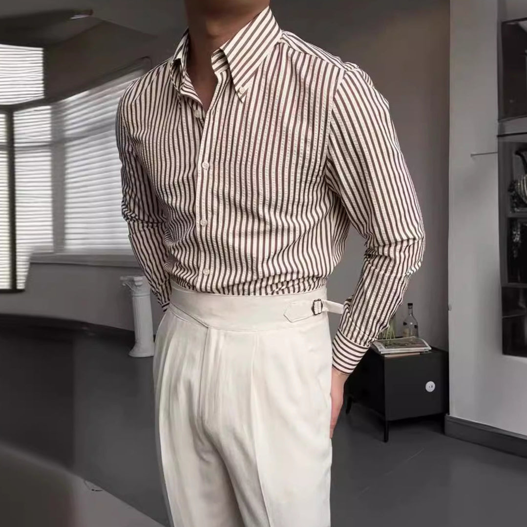 Trendy Mens Slim Fit Stripe Shirt - BritishElegance