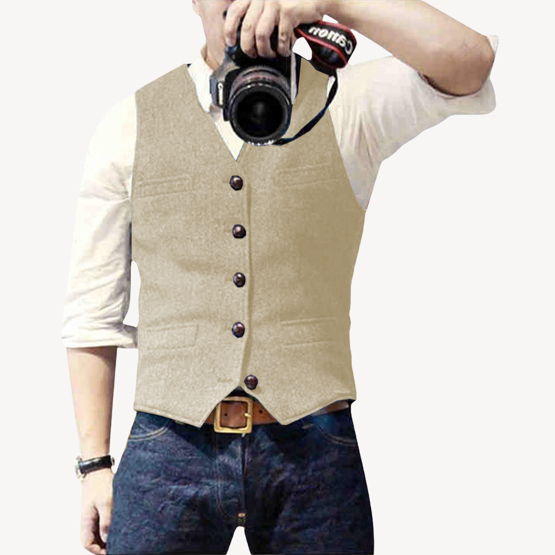 Men's Buttoned Wool Vest