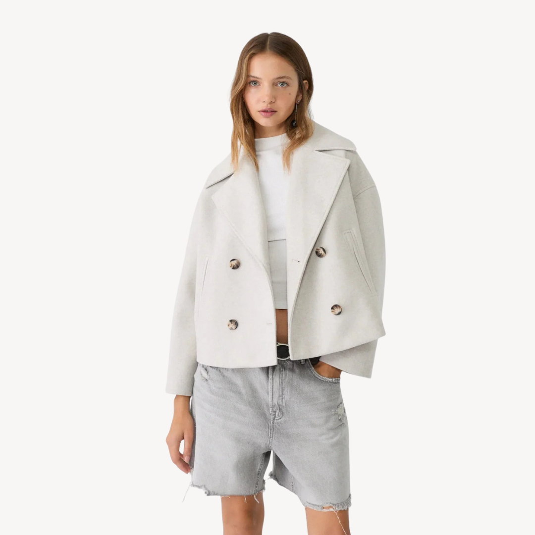 Cropped Wool Peacoat for Women