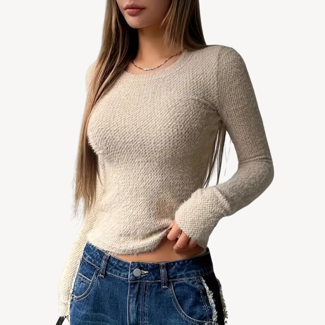 Ribbed Long Sleeve Top for Women
