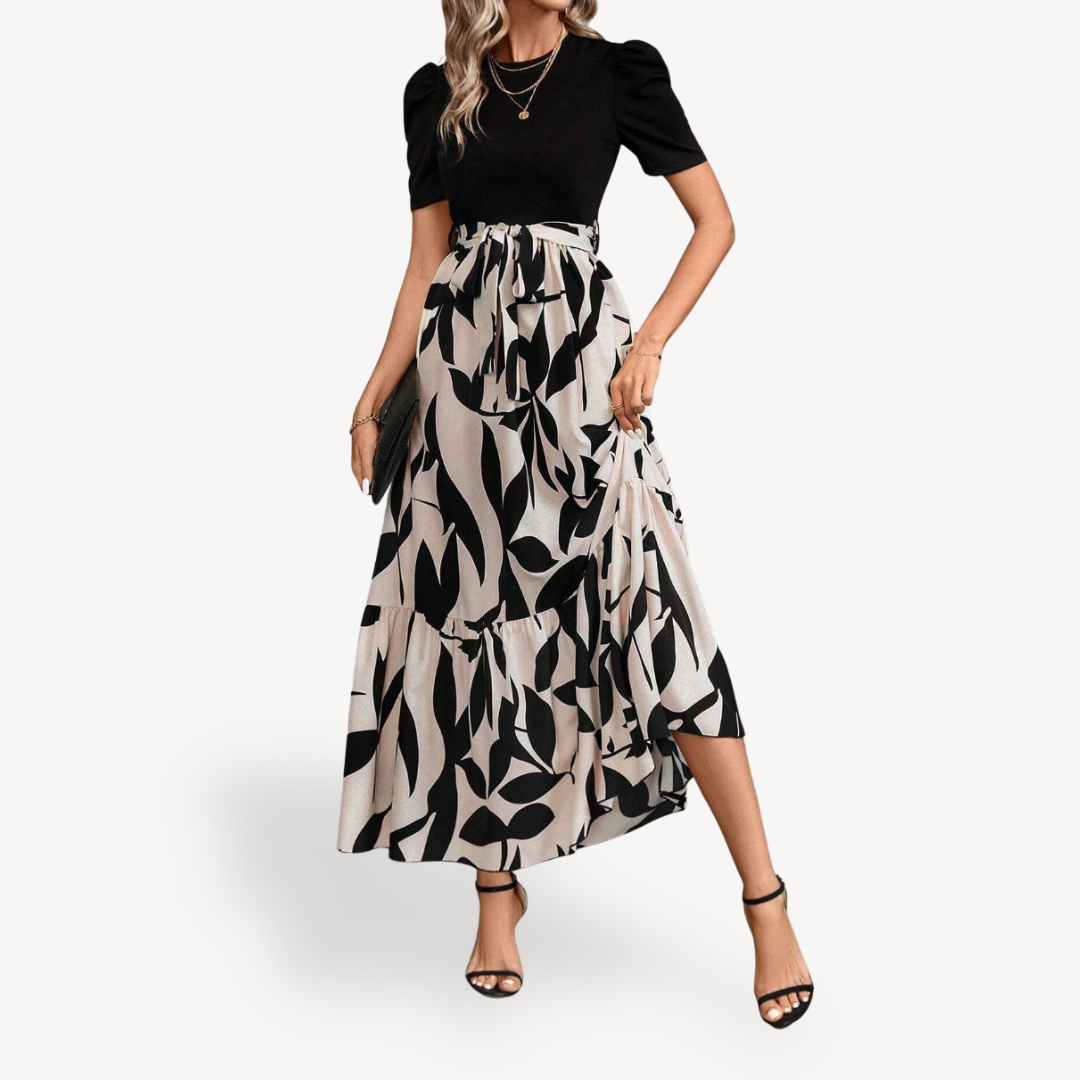 Women’s Casual Maxi Dress Short Sleeve Belted