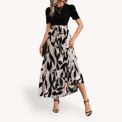 Women’s Casual Maxi Dress Short Sleeve Belted