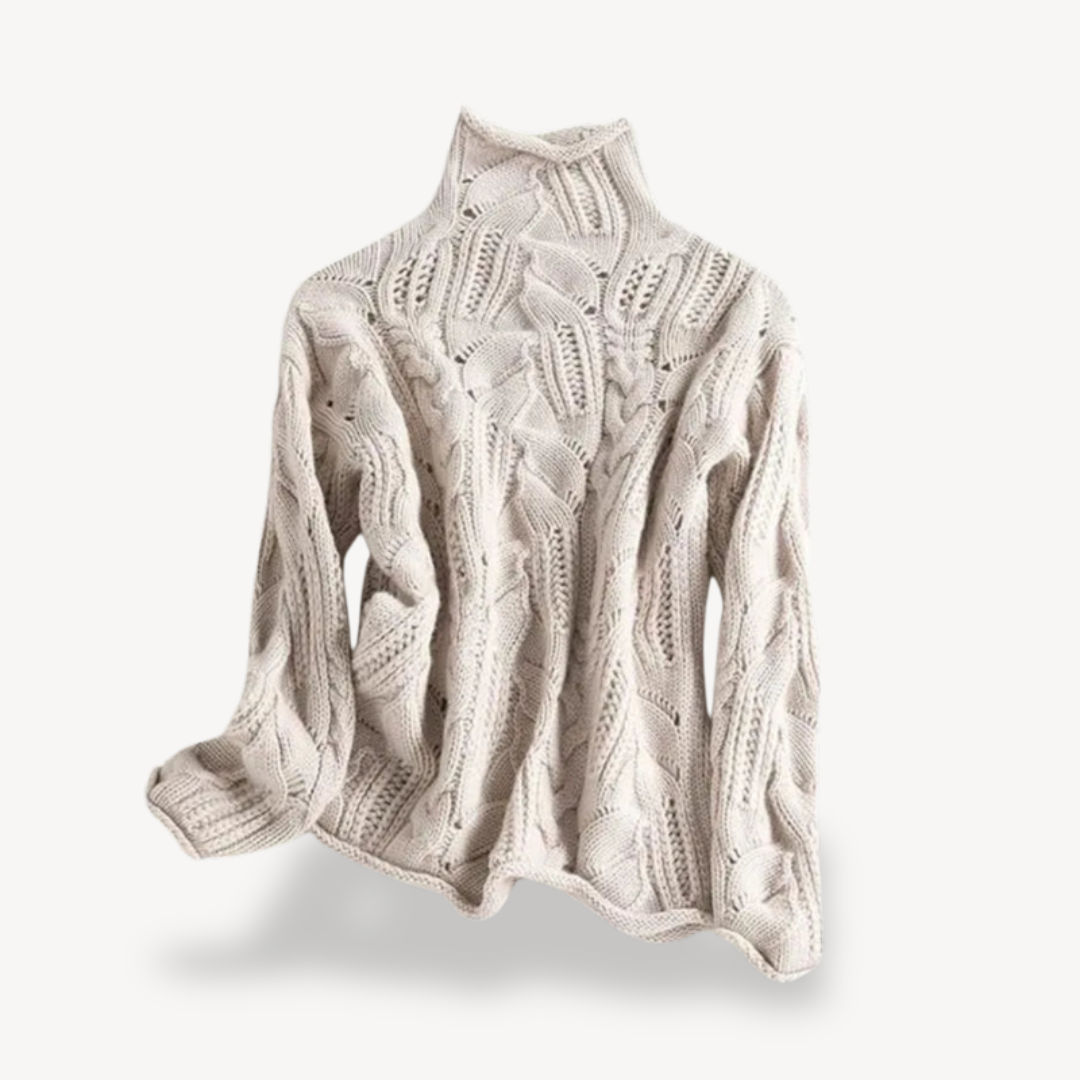Ribbed Knit Turtleneck Sweater for Women