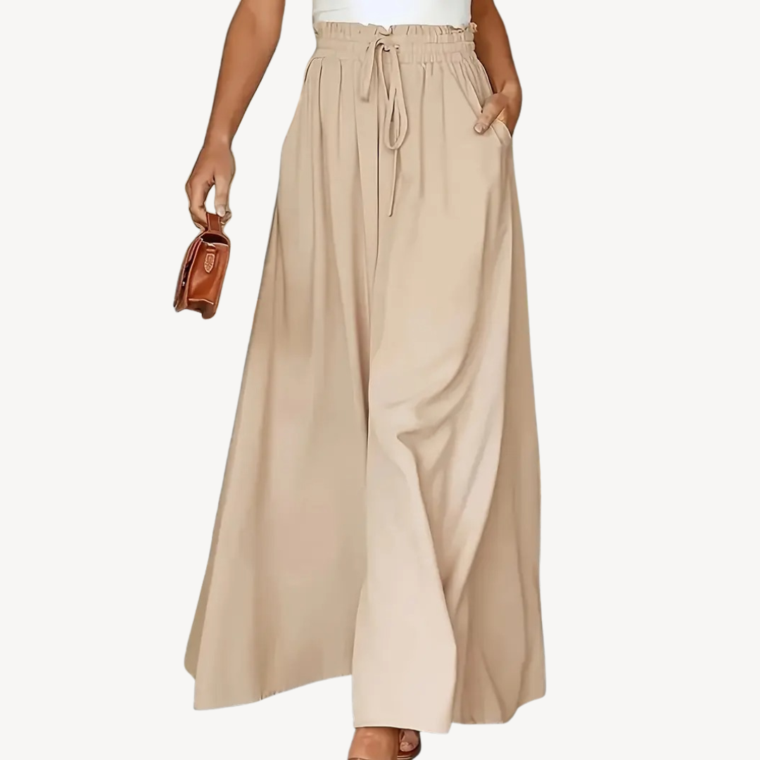 Wide-Legged Drawstring Trousers