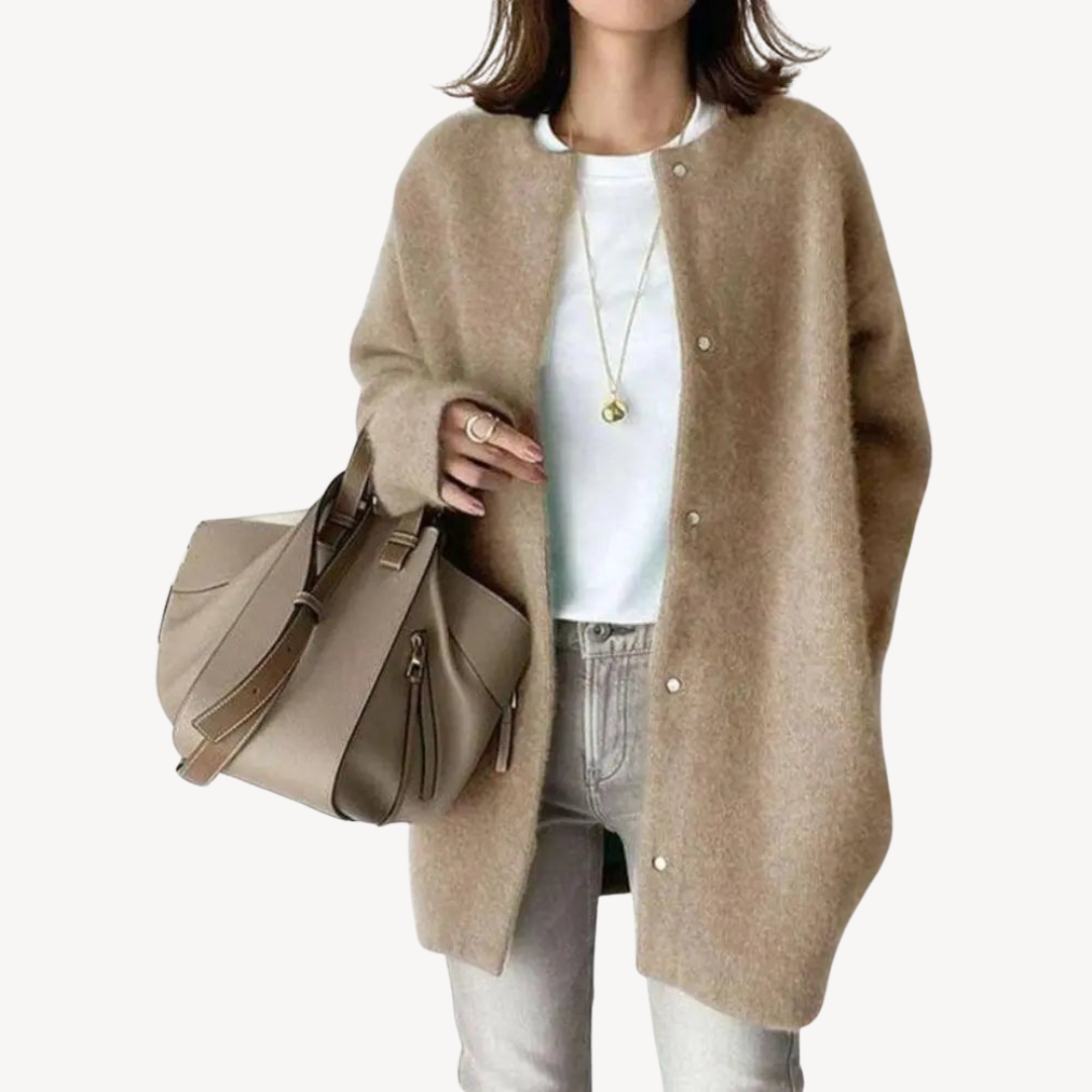 Button-Down Wool Cardigan for Women