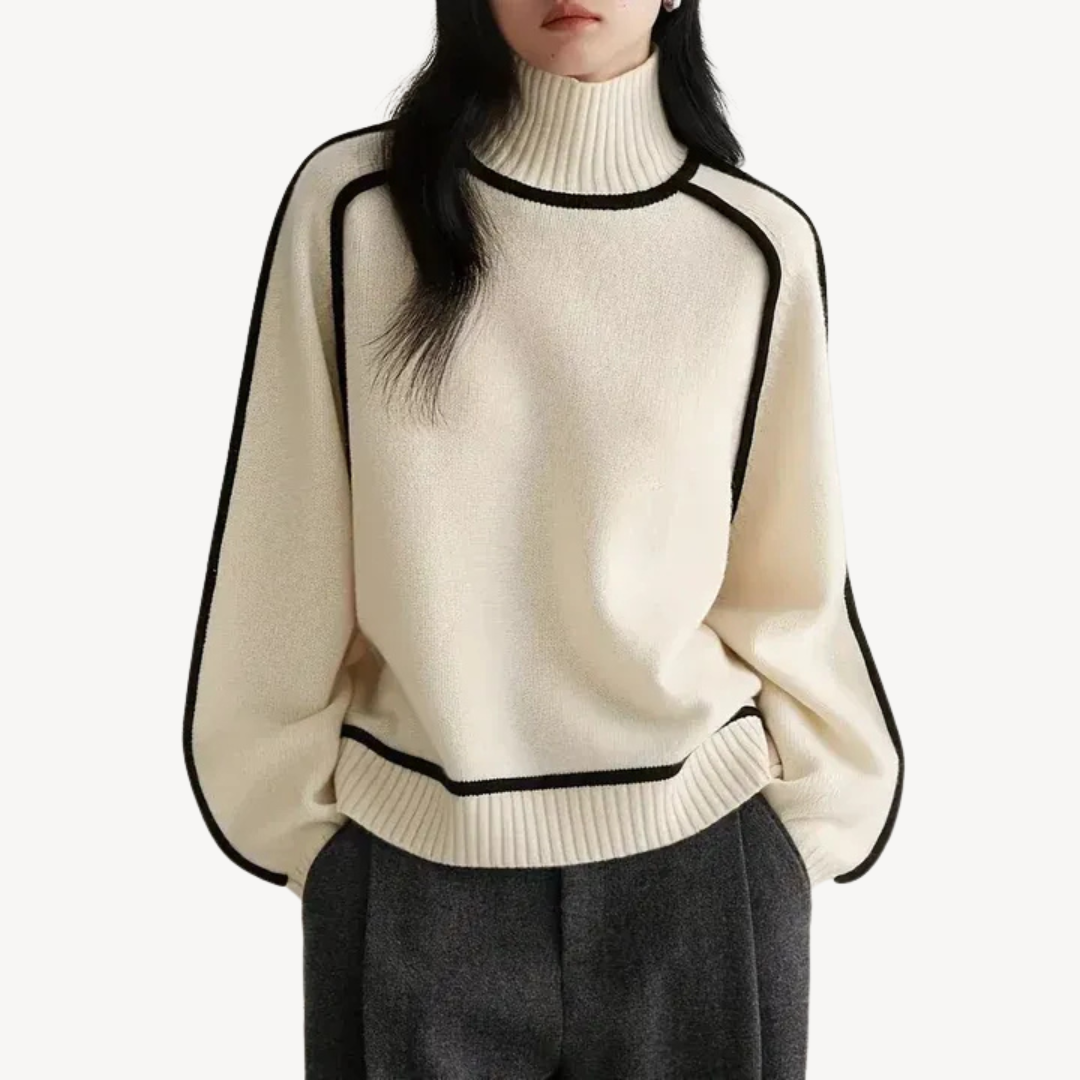 Patterned Turtleneck Sweater for Women