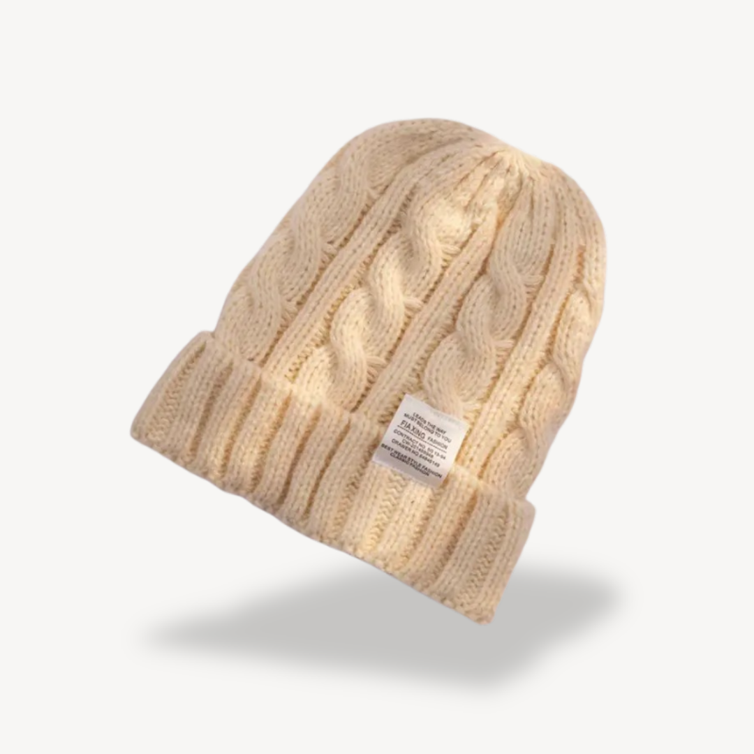 Cable Knit Beanie Hat for Women - Soft Wool Blend
