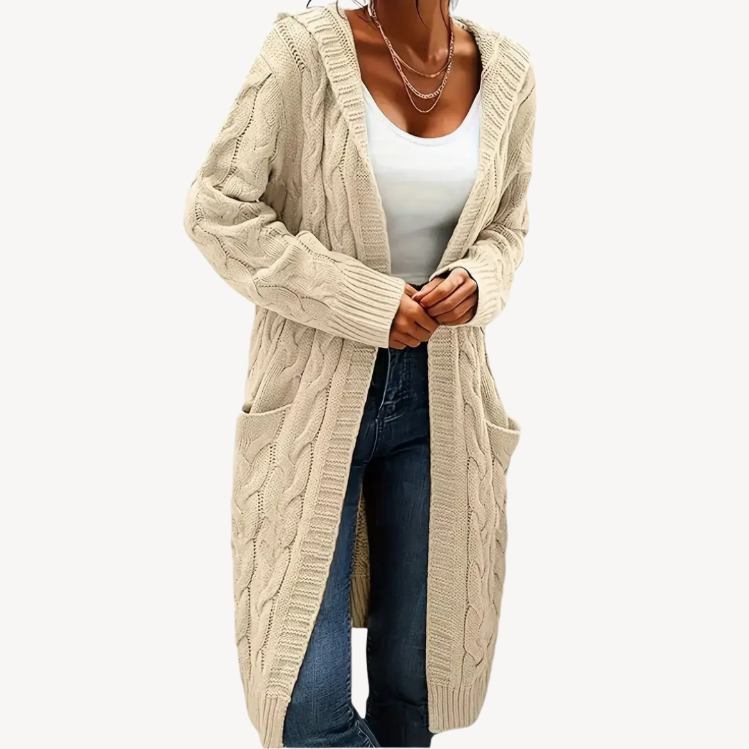 Cable Knit Hooded Cardigan