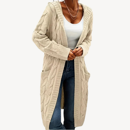 Cable Knit Hooded Cardigan