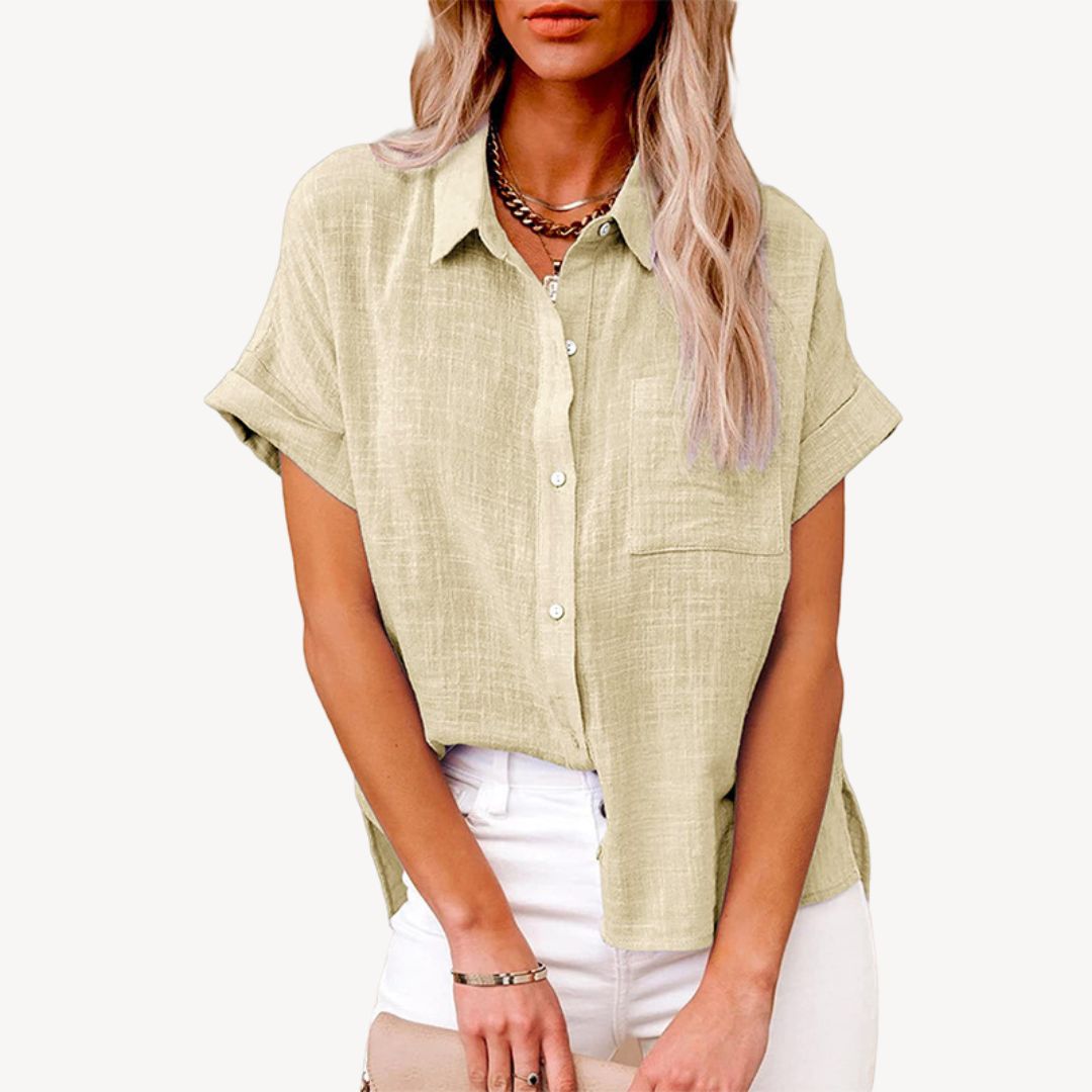 Women's Short Sleeve Linen Shirt
