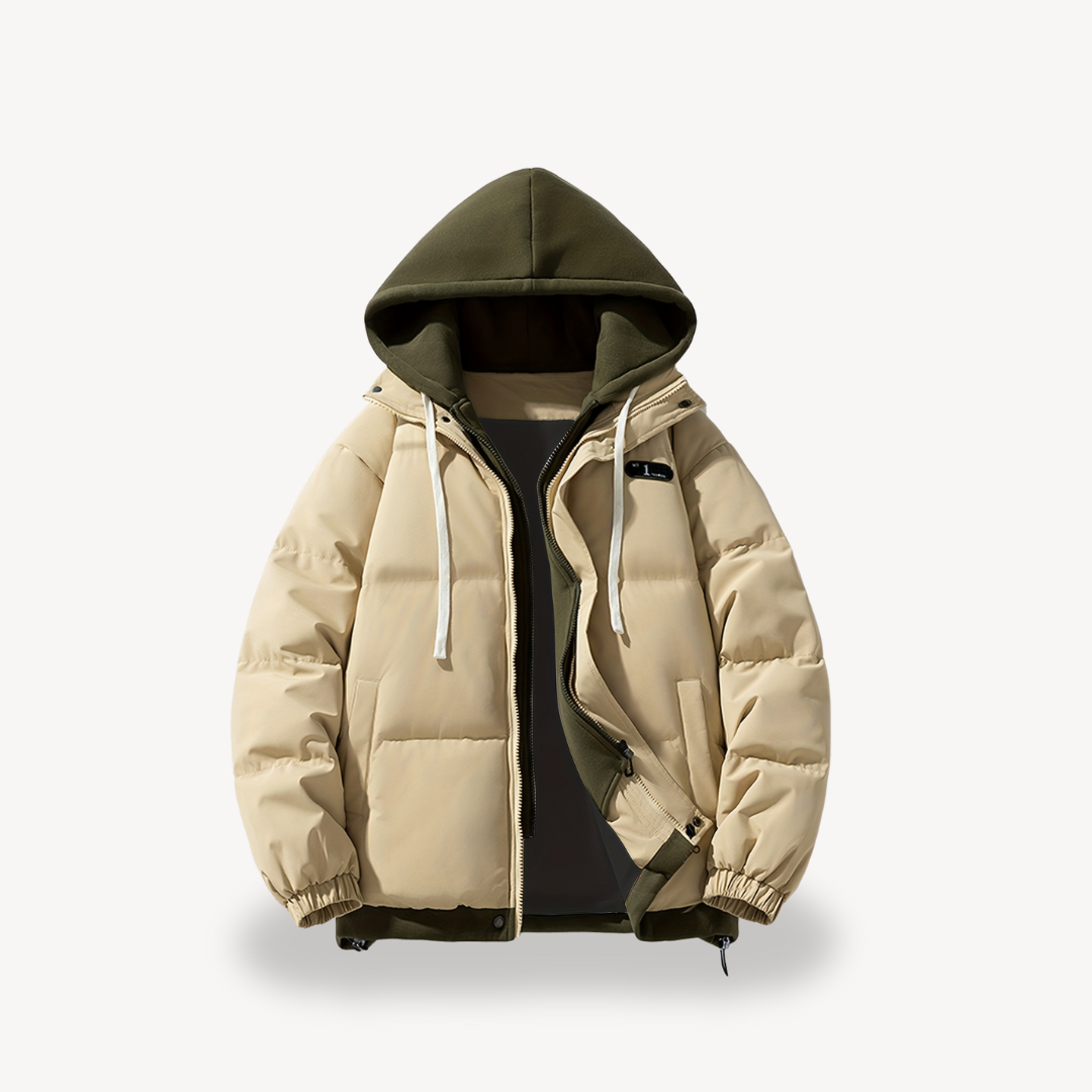 Men's Oversized Puffer Jacket with Hoodie