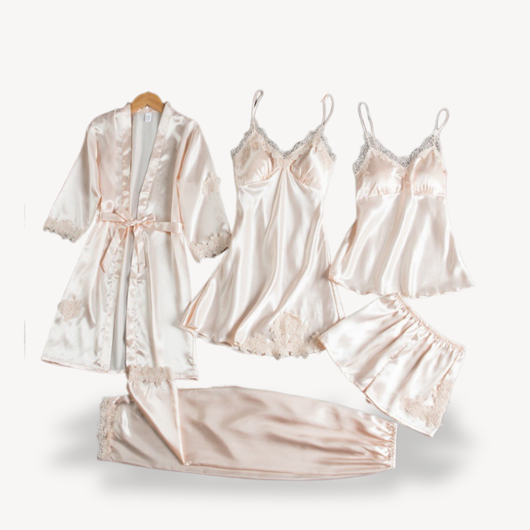 Lace Satin Lingerie Set with Robe