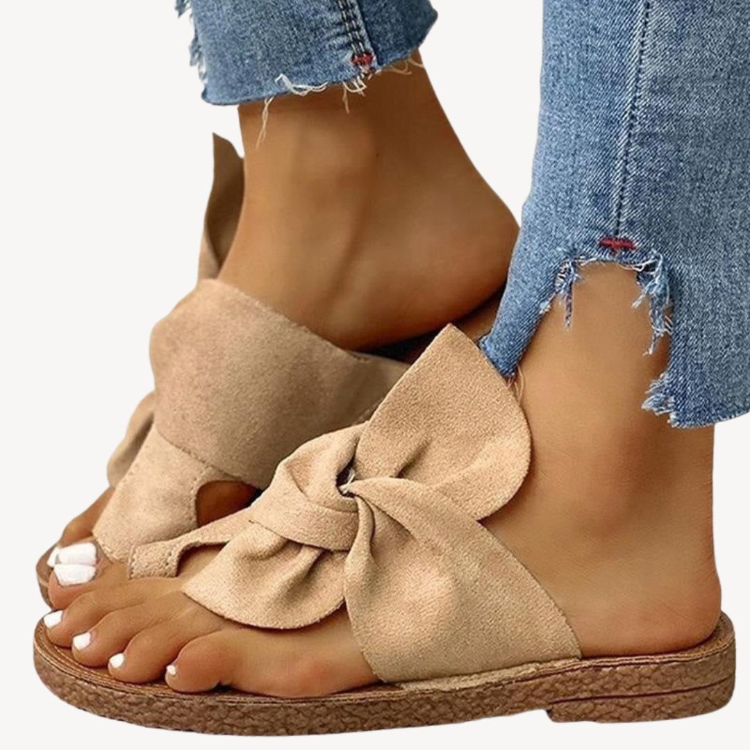 Orthopedic Women's Fabric Bow Flat Sandals