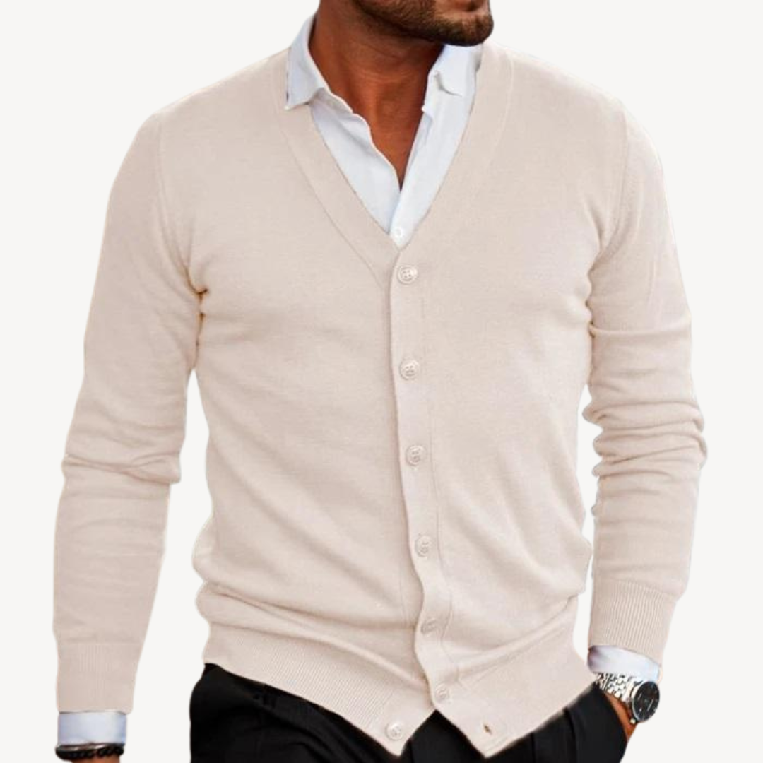 V-Neck Button-Down Cardigan for Men