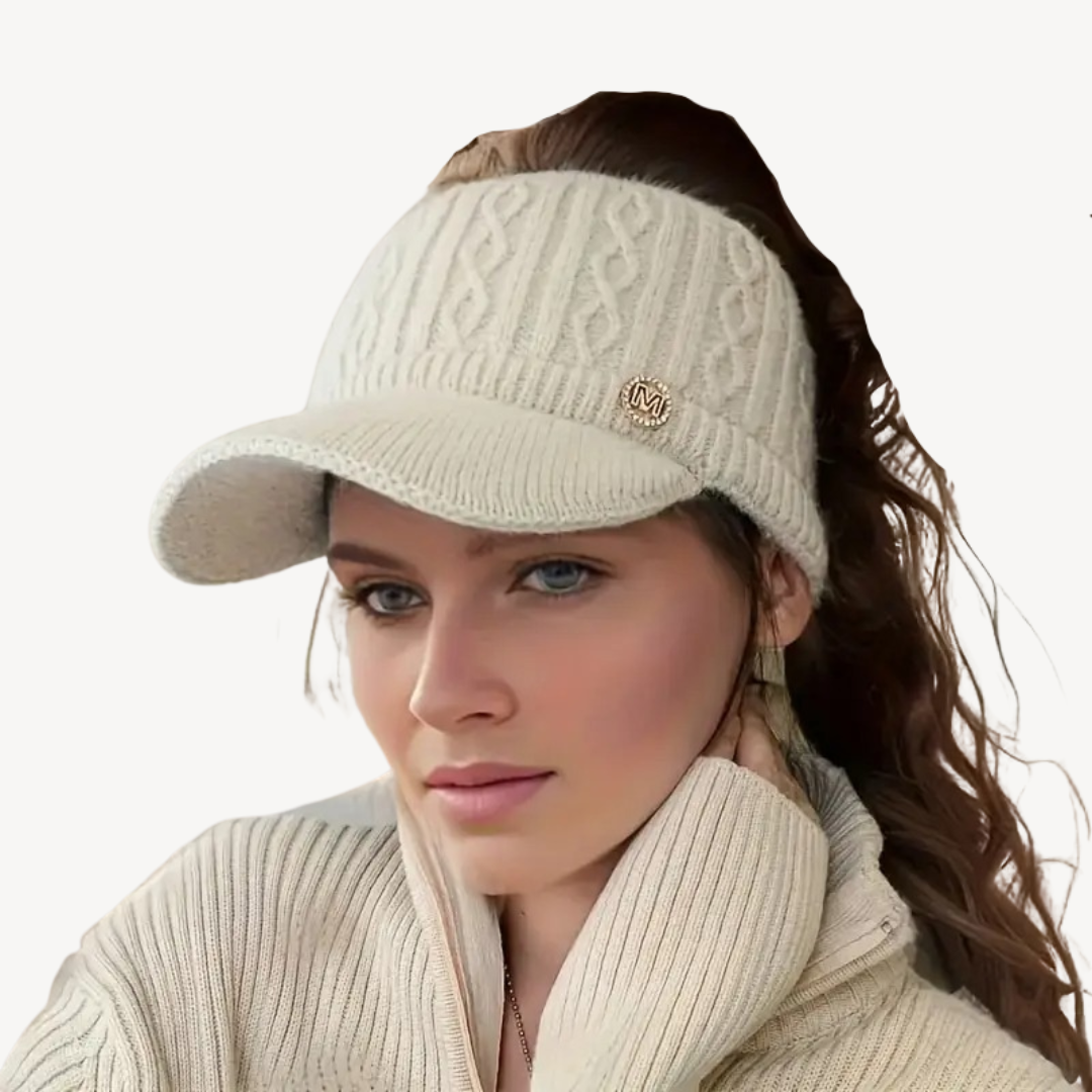 Knit Visor Cap with Ponytail Hole
