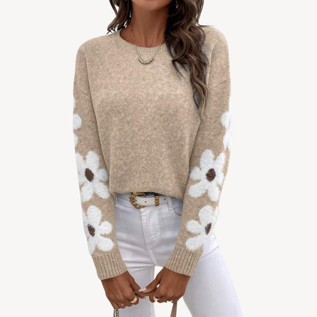 Floral Embroidered Sweater for Women