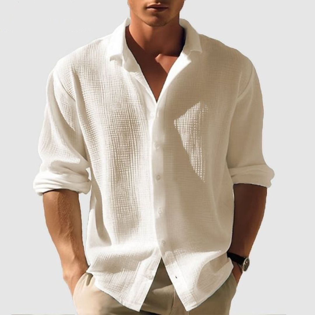 Men's Relaxed Fit Cotton Long Sleeve Shirt - BritishElegance