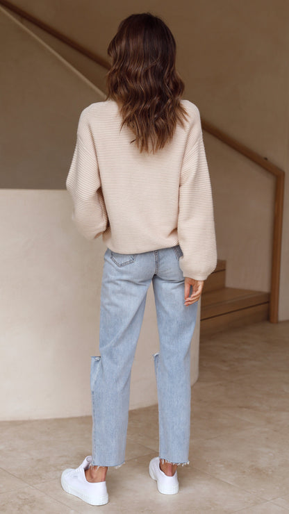 Beige Knitted Women's Jumper - Isabella