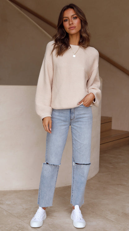 Beige Knitted Women's Jumper - Isabella