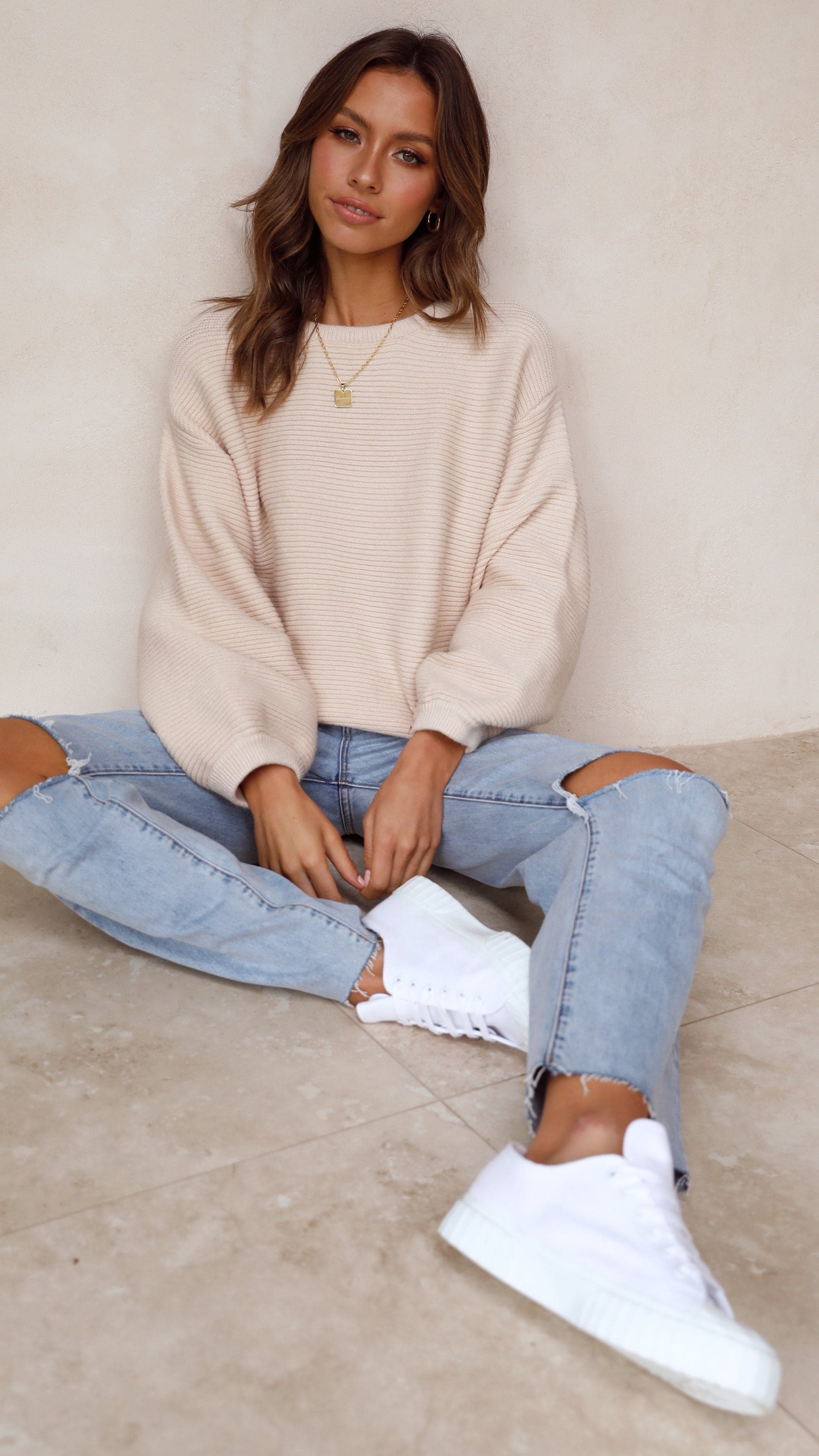 Beige Knitted Women's Jumper - Isabella