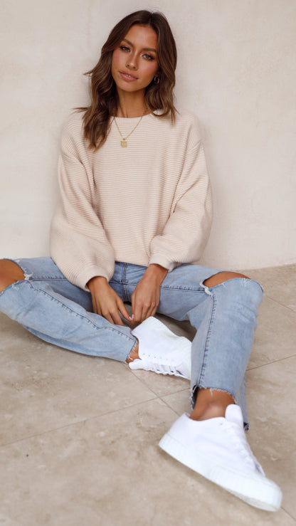 Beige Knitted Women's Jumper - Isabella