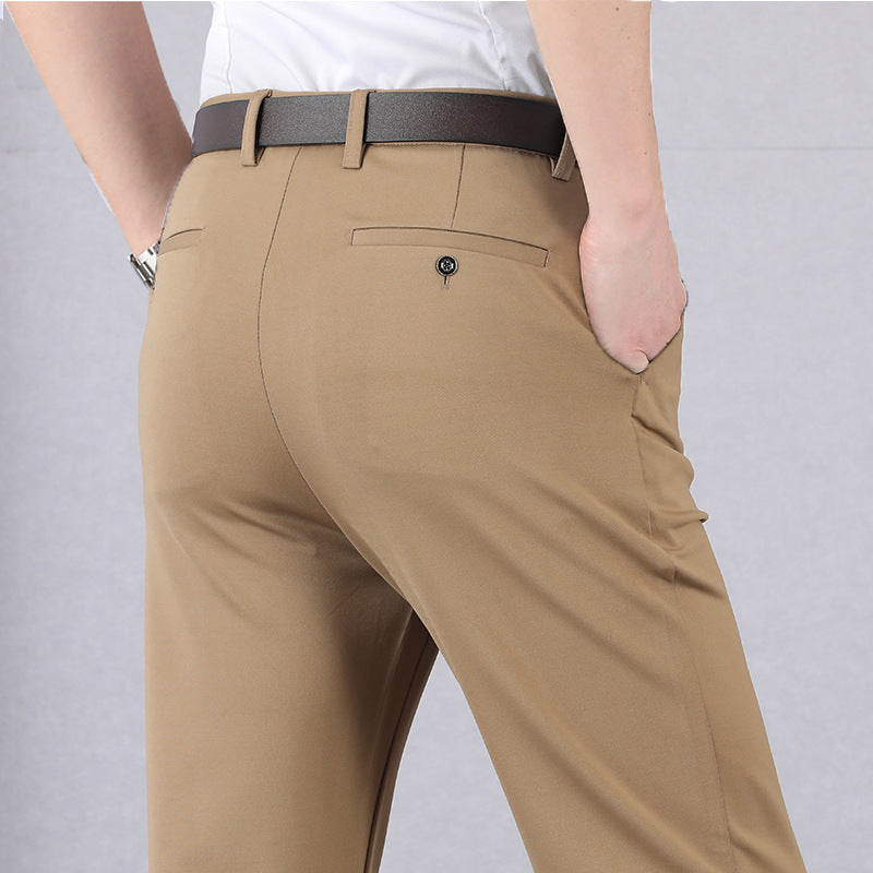 Comfortable Fit Men's Slim Stretch Trousers With Elastic Waist