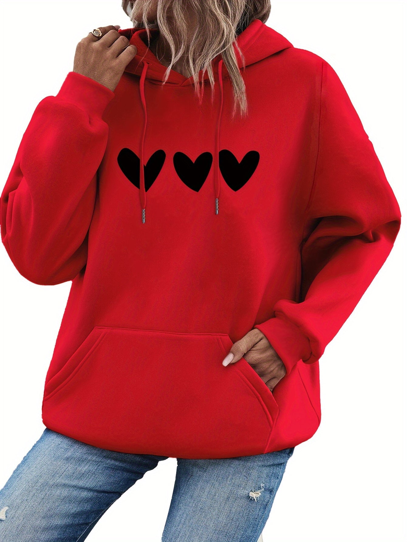 Cozy Women's Loose Fit Hoodie with Heart Pocket Detail - BritishElegance