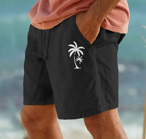 Tropical Summer Shorts with Palm Embroidery