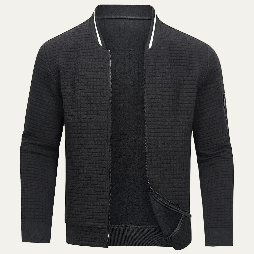 Men’s Waffle Knit Full Zip Casual Sweatshirt