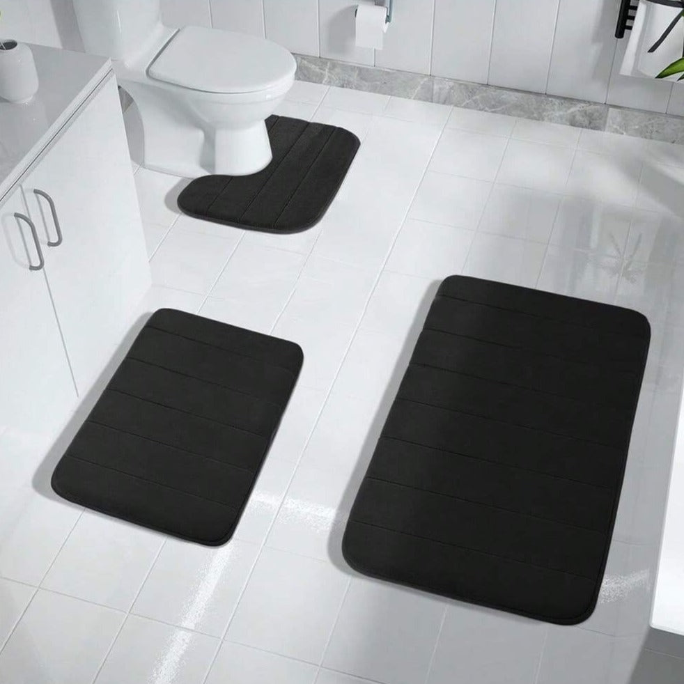 Soft 3-Piece Memory Foam Bathroom Mats, Anti-Slip