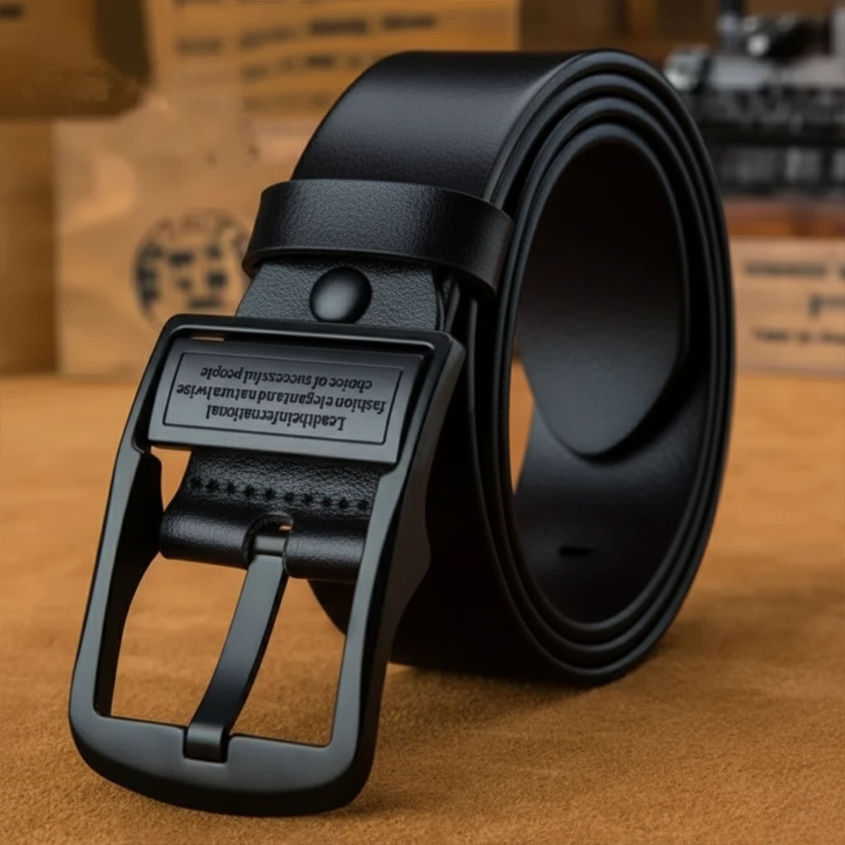 The Brighton Men’s Classic Metal Buckle Leather Cowhide Belt