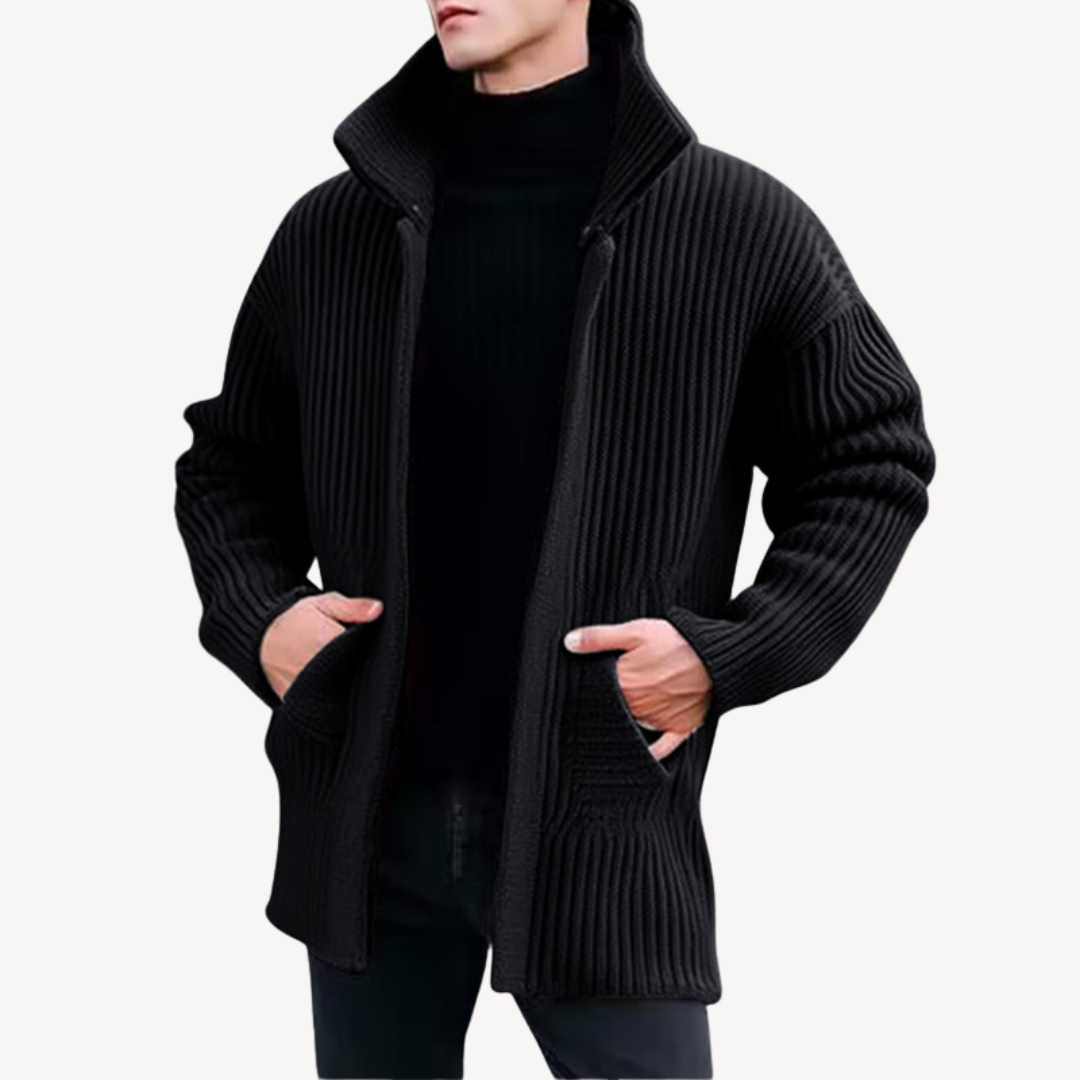 Ribbed Knit Cardigan for Men