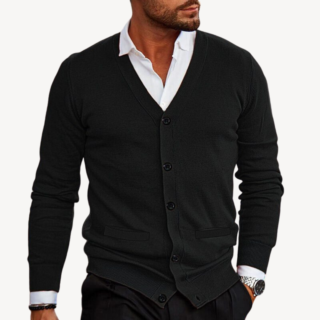 V-Neck Button-Down Cardigan for Men