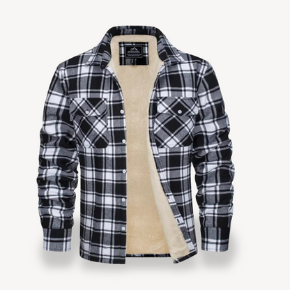 Men's Plaid Flannel Shirt with Sherpa Fleece Lining