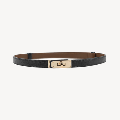 Faux Leather Belt with Gold Buckle for Women