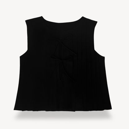 Women's Linen Pleated Tie-Front Top