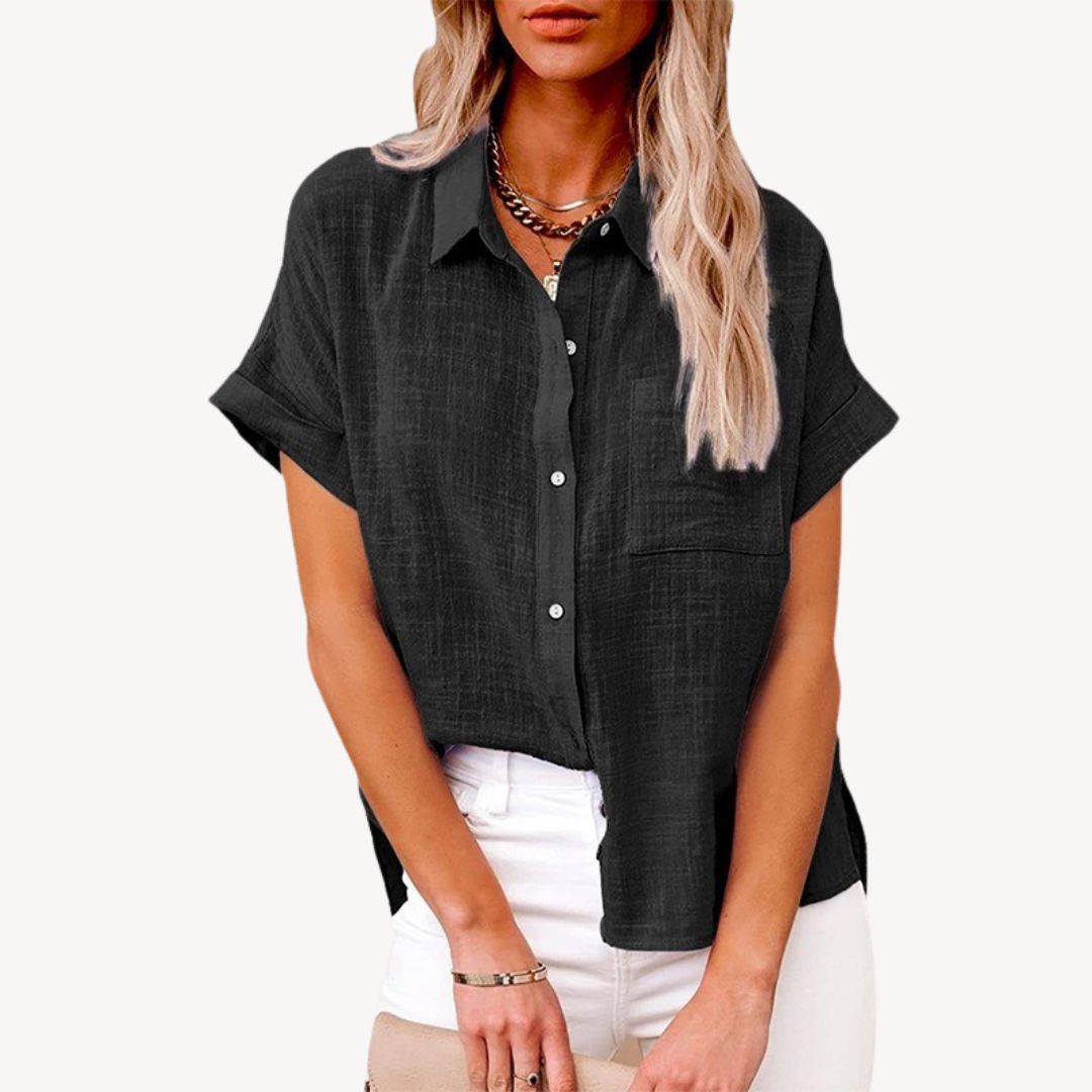 Women's Short Sleeve Linen Shirt