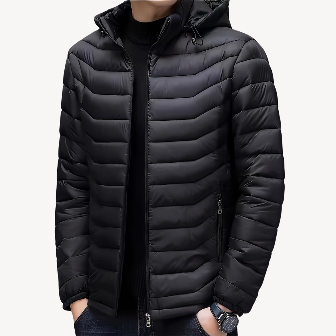 Men's Quilted Puffer Jacket with Hood