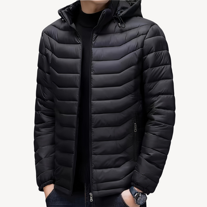 Men's Quilted Puffer Jacket with Hood