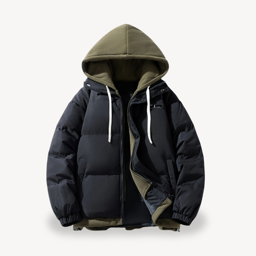 Men's Oversized Puffer Jacket with Hoodie
