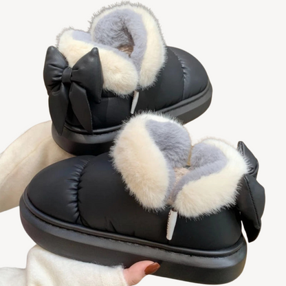 Orthopedic Faux Fur Bow Slippers