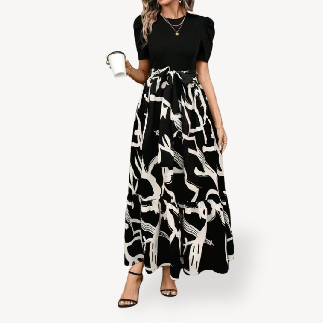 Women’s Casual Maxi Dress Short Sleeve Belted