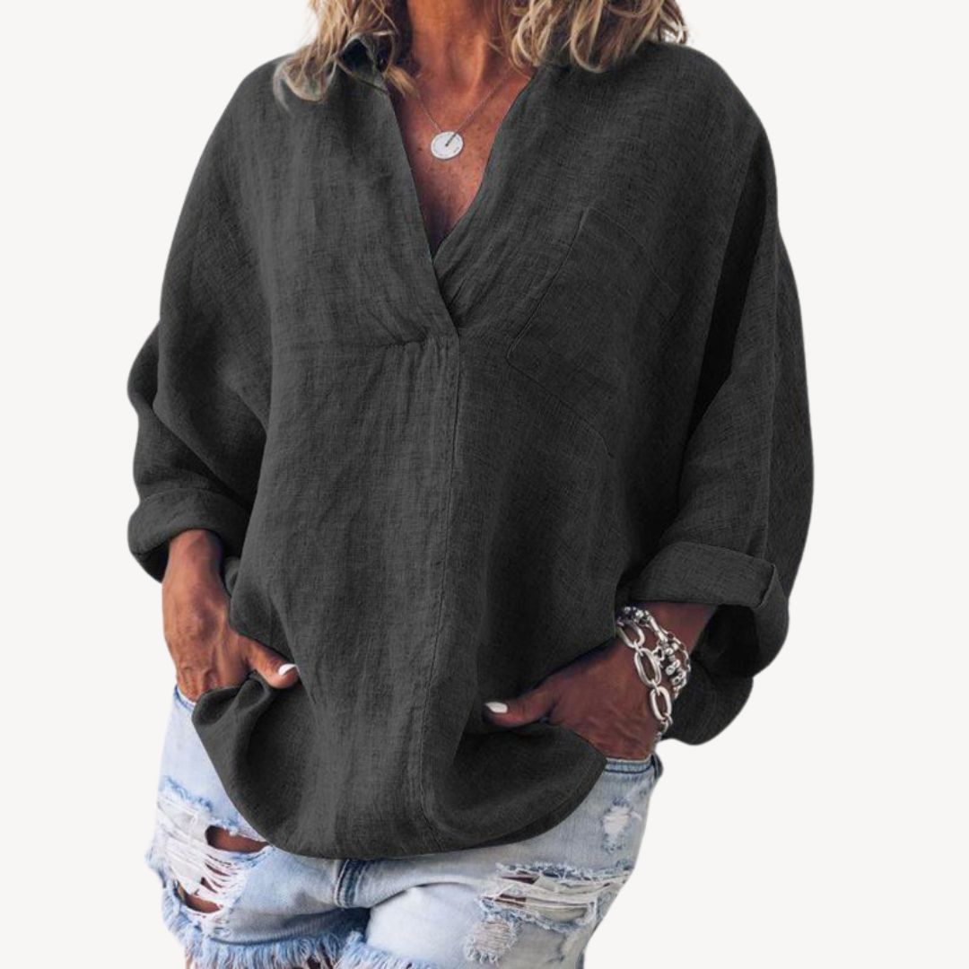 Relaxed Fit Cotton Women Blouse - BritishElegance