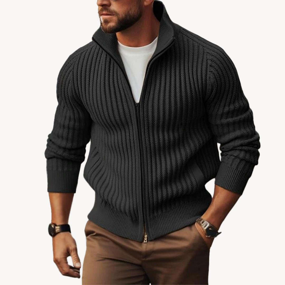 Men's Zip-Up Ribbed Sweater Jacket