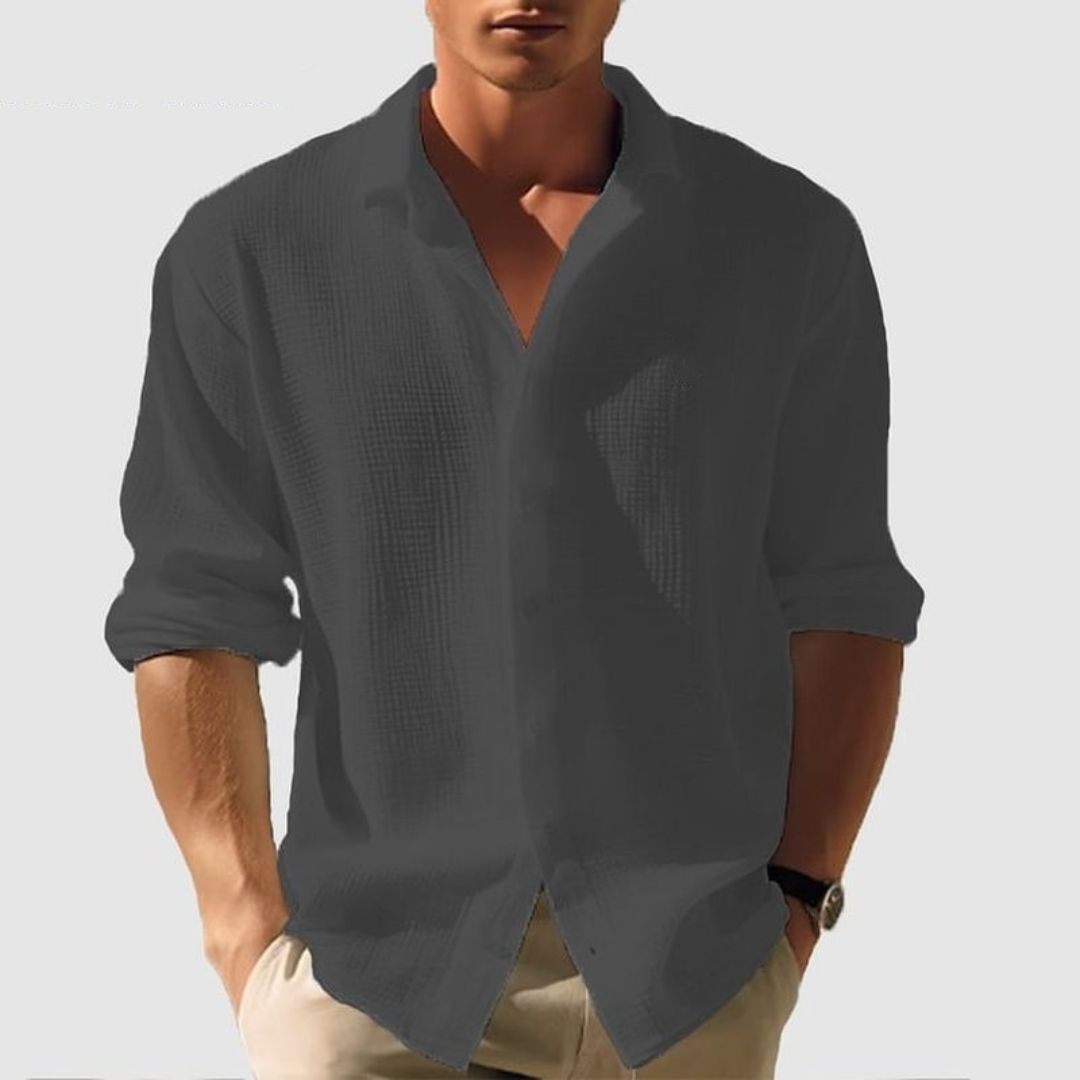 Men's Relaxed Fit Cotton Long Sleeve Shirt