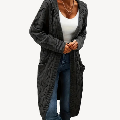 Cable Knit Hooded Cardigan