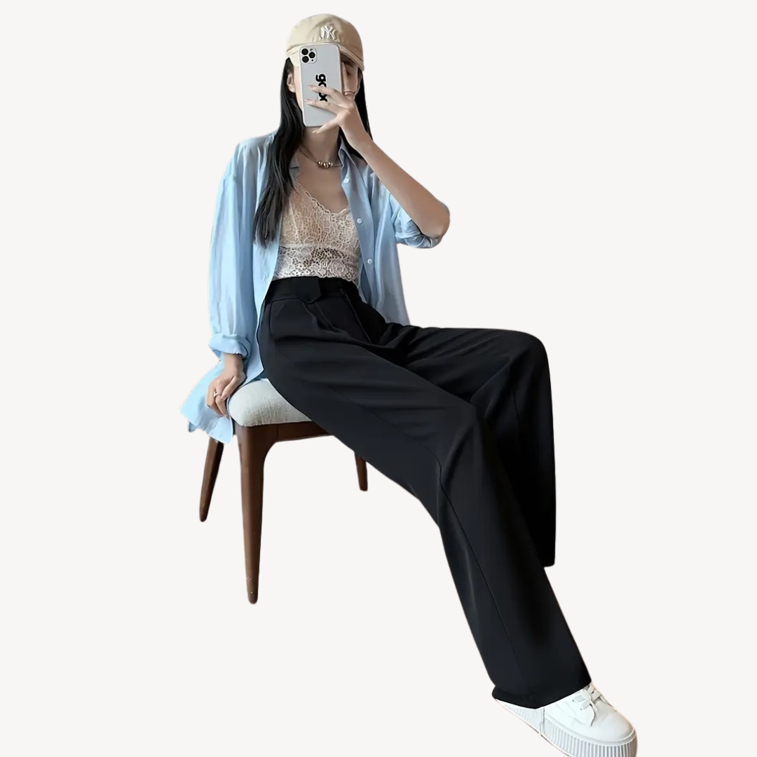 Wide-Leg Pleated Pants for Women